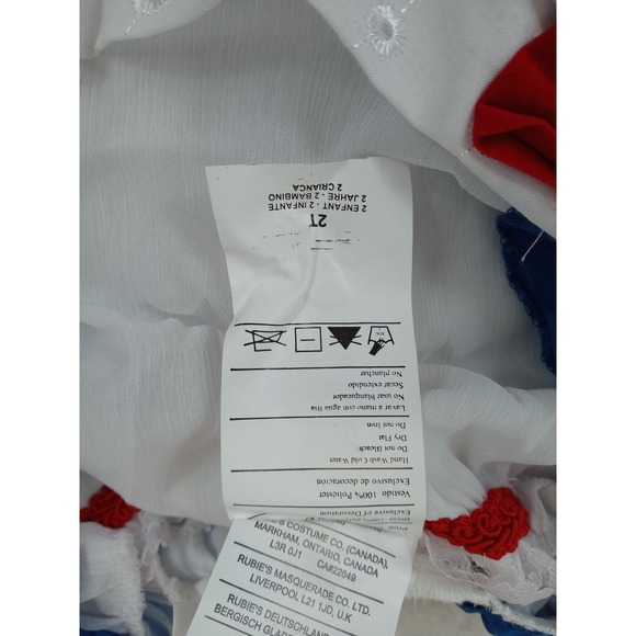 Rubies Rag Doll Girl‎ Costume Toddler 2T Halloween Red White Blue Dress Hat Wig - Picture 4 of 8